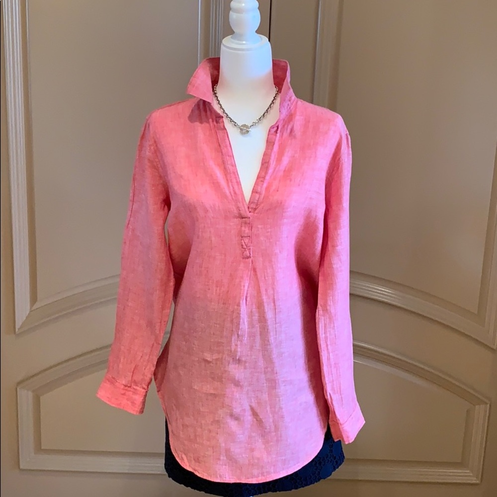New GAP 100% Linen Pink Oversized Shirt Preppy